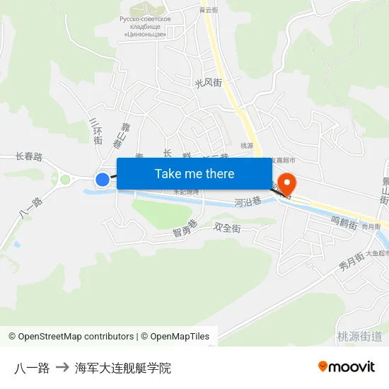 八一路 to 海军大连舰艇学院 map