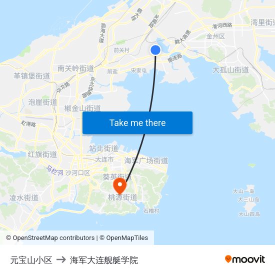 元宝山小区 to 海军大连舰艇学院 map