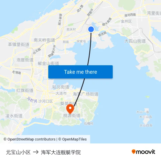 元宝山小区 to 海军大连舰艇学院 map