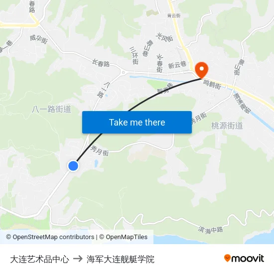 大连艺术品中心 to 海军大连舰艇学院 map