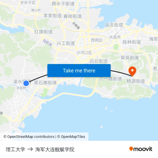 理工大学 to 海军大连舰艇学院 map