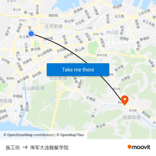 振工街 to 海军大连舰艇学院 map