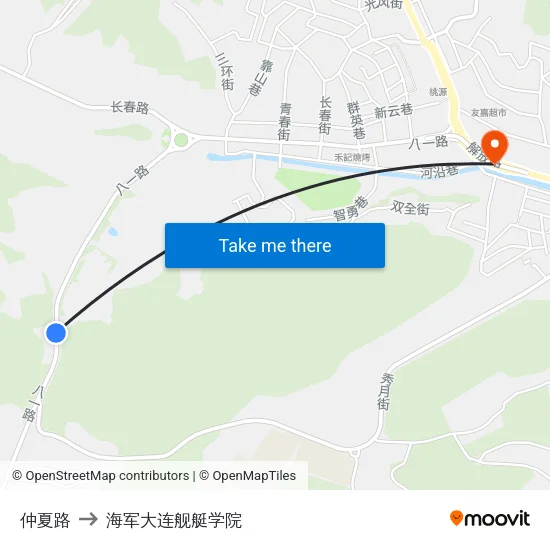 仲夏路 to 海军大连舰艇学院 map