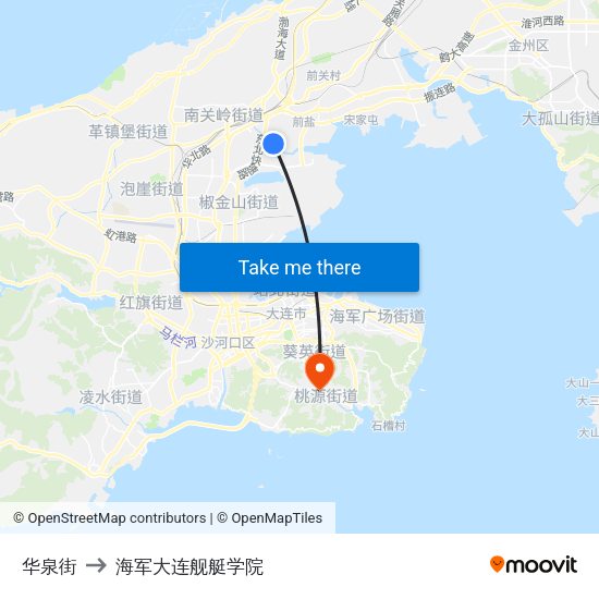 华泉街 to 海军大连舰艇学院 map