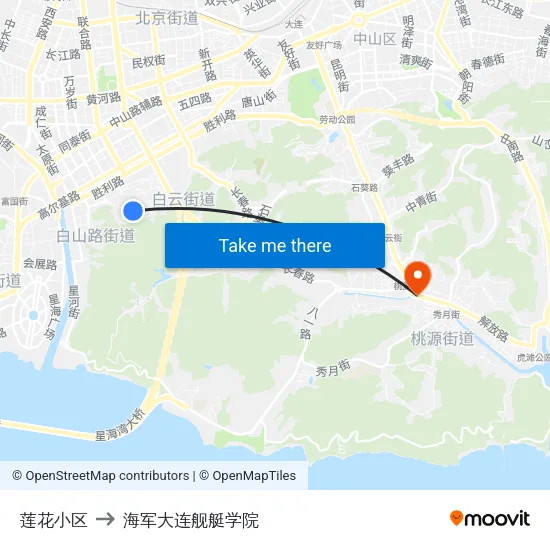 莲花小区 to 海军大连舰艇学院 map