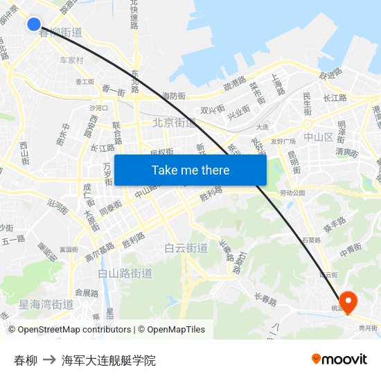 春柳 to 海军大连舰艇学院 map