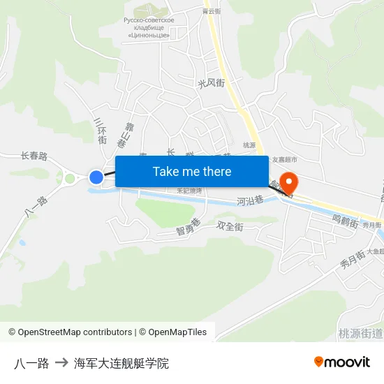 八一路 to 海军大连舰艇学院 map