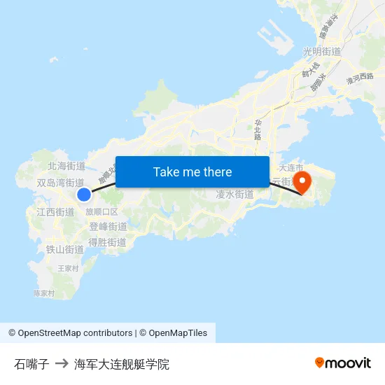 石嘴子 to 海军大连舰艇学院 map