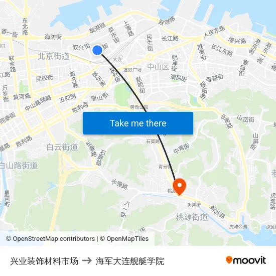 兴业装饰材料市场 to 海军大连舰艇学院 map