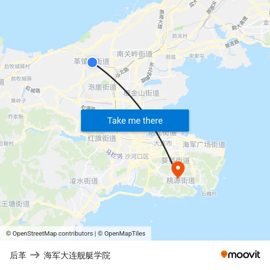 后革 to 海军大连舰艇学院 map