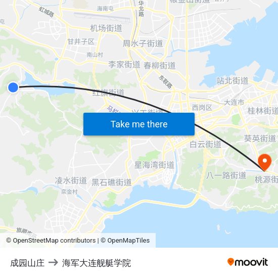 成园山庄 to 海军大连舰艇学院 map