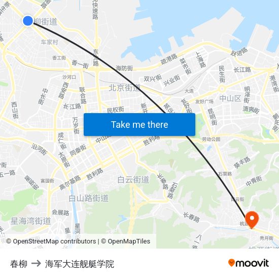 春柳 to 海军大连舰艇学院 map