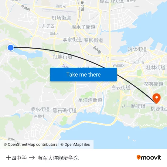 十四中学 to 海军大连舰艇学院 map