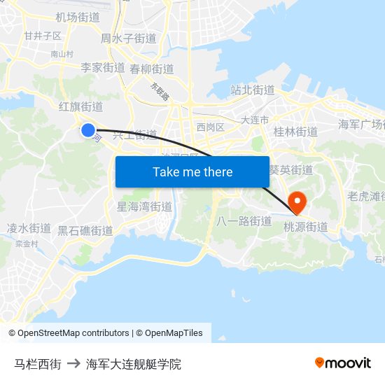 马栏西街 to 海军大连舰艇学院 map