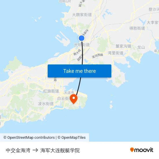 中交金海湾 to 海军大连舰艇学院 map
