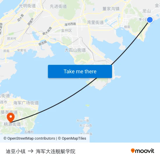 迪亚小镇 to 海军大连舰艇学院 map