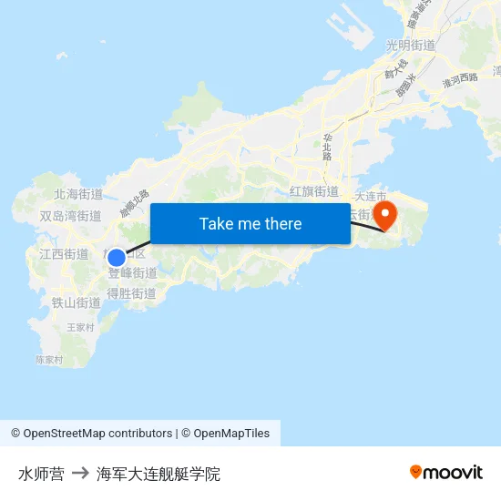 水师营 to 海军大连舰艇学院 map