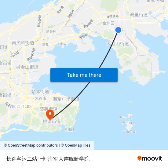 长途客运二站 to 海军大连舰艇学院 map