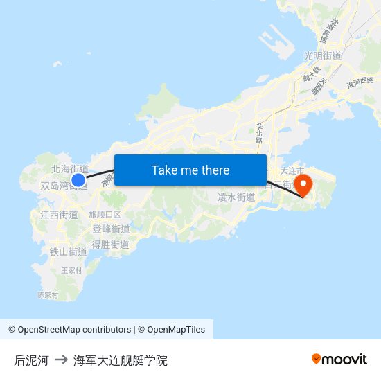 后泥河 to 海军大连舰艇学院 map