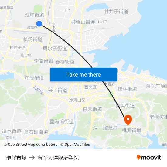 泡崖市场 to 海军大连舰艇学院 map