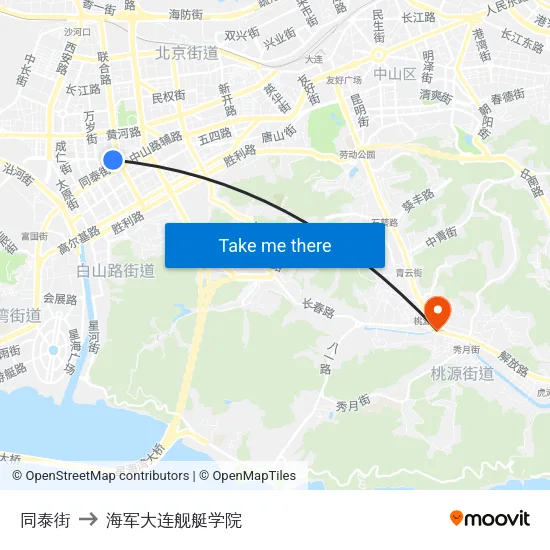 同泰街 to 海军大连舰艇学院 map