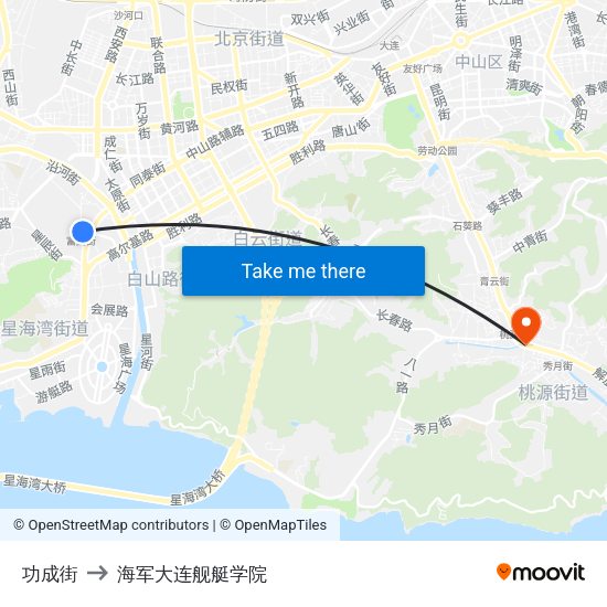 功成街 to 海军大连舰艇学院 map