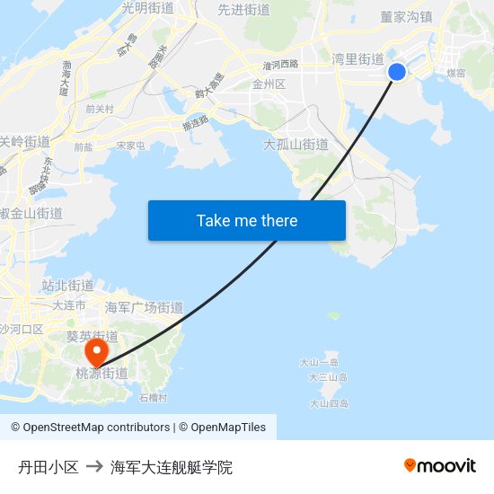 丹田小区 to 海军大连舰艇学院 map