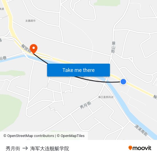 秀月街 to 海军大连舰艇学院 map