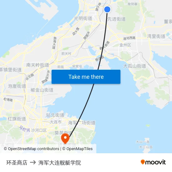 环圣商店 to 海军大连舰艇学院 map