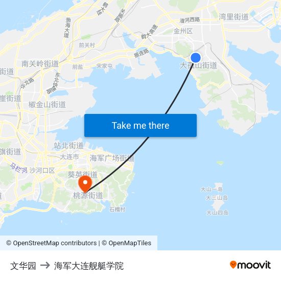 文华园 to 海军大连舰艇学院 map