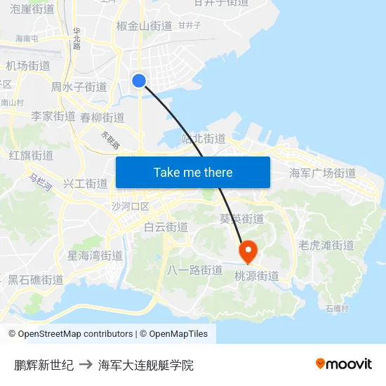 鹏辉新世纪 to 海军大连舰艇学院 map