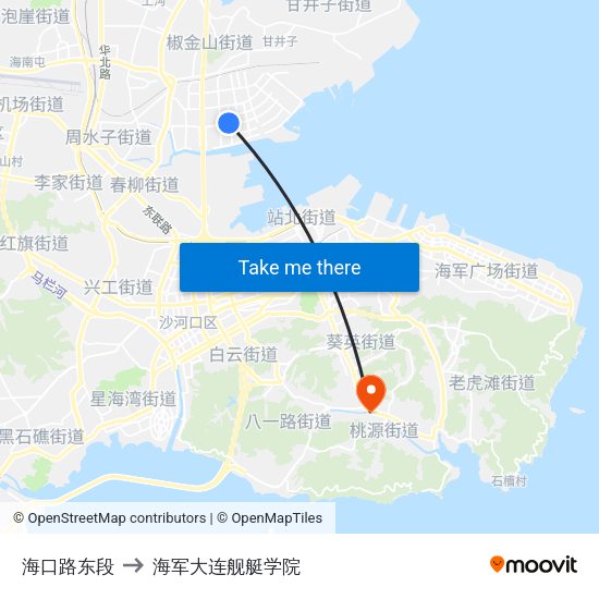 海口路东段 to 海军大连舰艇学院 map