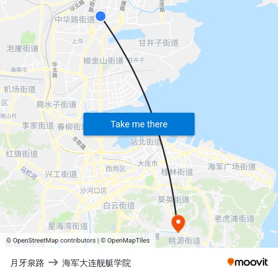 月牙泉路 to 海军大连舰艇学院 map