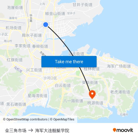 金三角市场 to 海军大连舰艇学院 map