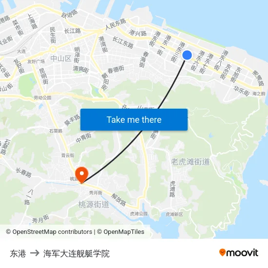 东港 to 海军大连舰艇学院 map