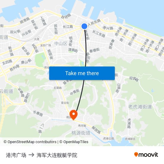 港湾广场 to 海军大连舰艇学院 map