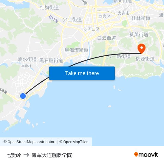 七贤岭 to 海军大连舰艇学院 map