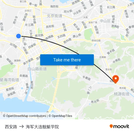 西安路 to 海军大连舰艇学院 map