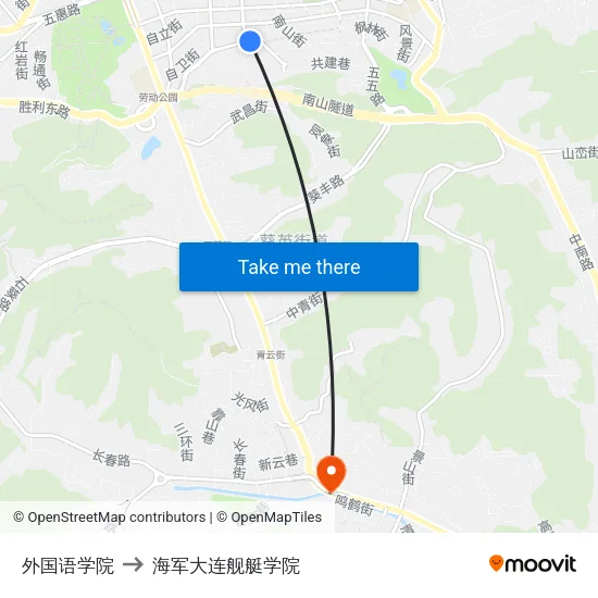 外国语学院 to 海军大连舰艇学院 map