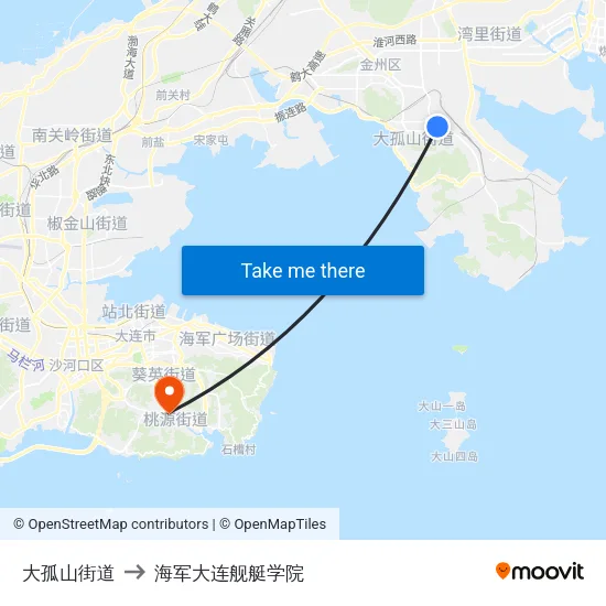 大孤山街道 to 海军大连舰艇学院 map