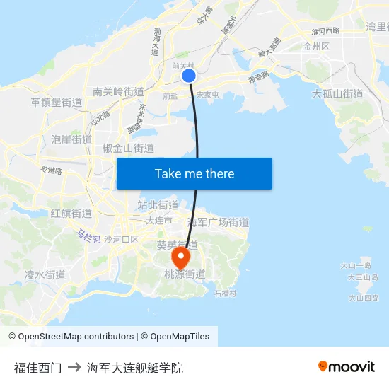 福佳西门 to 海军大连舰艇学院 map