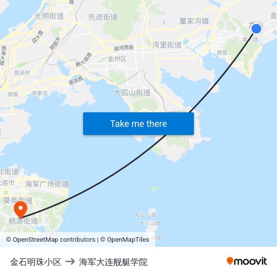 金石明珠小区 to 海军大连舰艇学院 map