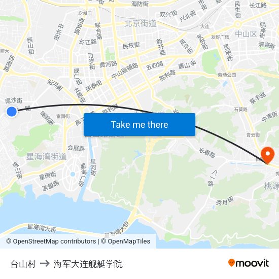 台山村 to 海军大连舰艇学院 map