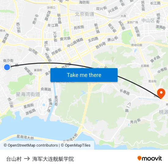台山村 to 海军大连舰艇学院 map
