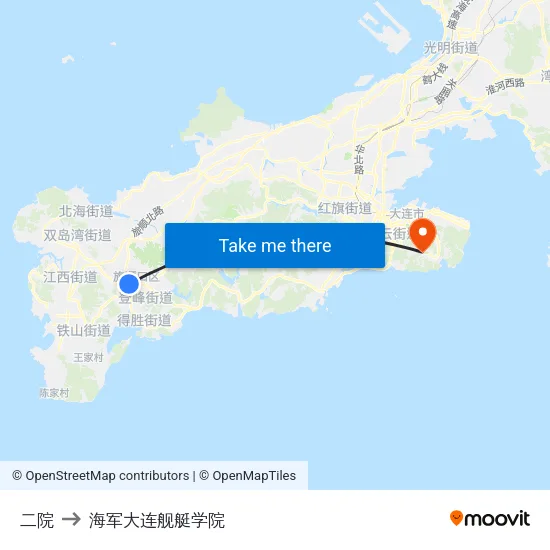 二院 to 海军大连舰艇学院 map