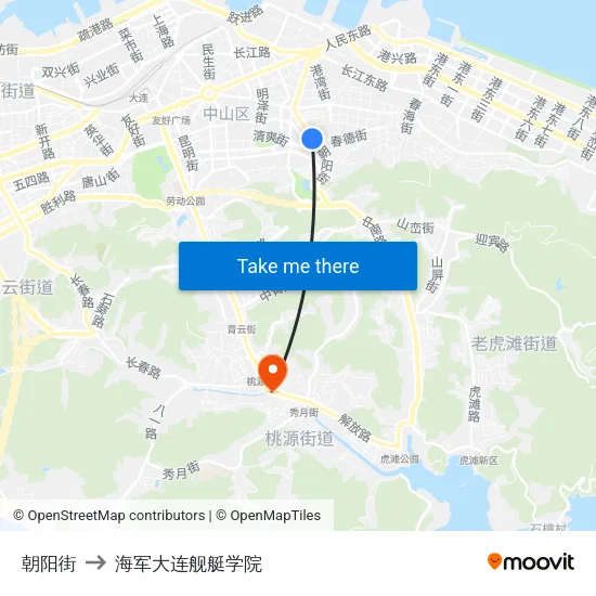 朝阳街 to 海军大连舰艇学院 map