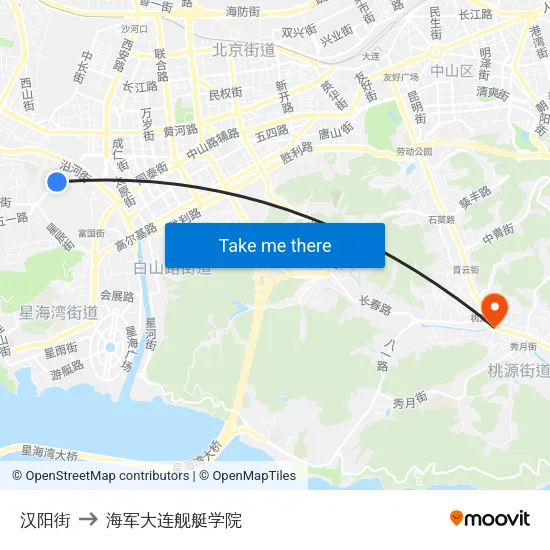 汉阳街 to 海军大连舰艇学院 map
