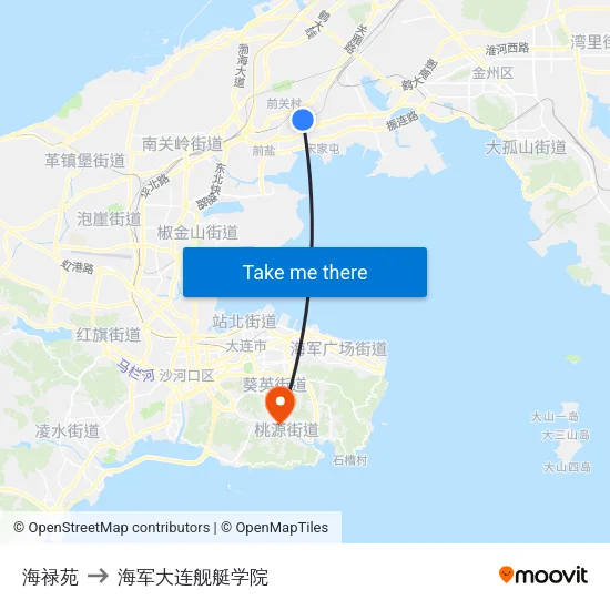 海禄苑 to 海军大连舰艇学院 map