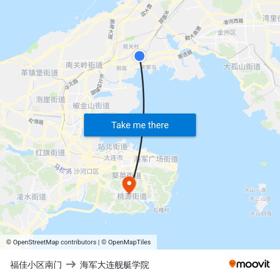 福佳小区南门 to 海军大连舰艇学院 map