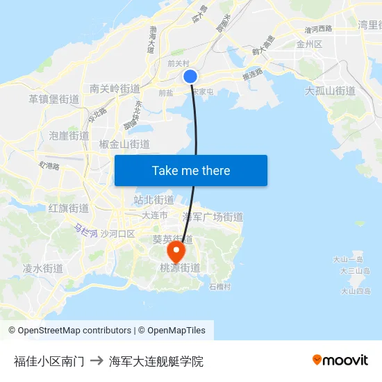 福佳小区南门 to 海军大连舰艇学院 map